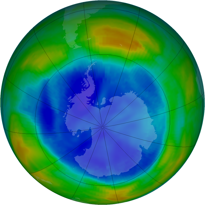 Antarctic ozone map for 21 August 1998